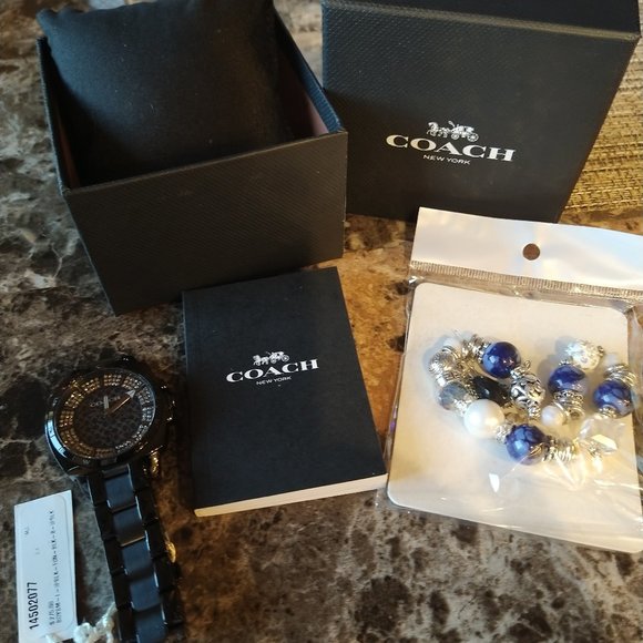Coach Watch 14502077 Black w/ crystals coach boyfriend watch plus bonus … - Picture 1 of 6